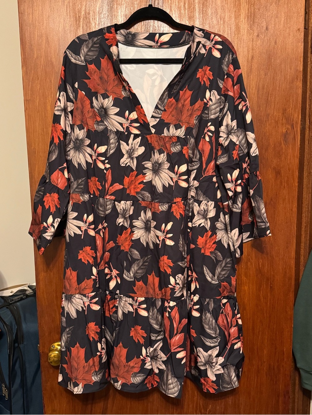 Women’s Plus Size Autumn Fall Boho Ruffle Dress 3XL